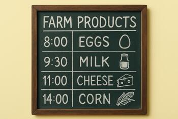 Chalk board with rows and times