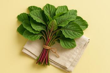 Amaranth greens bunch on cloth
