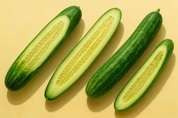Desi cucumbers sliced lengthwise