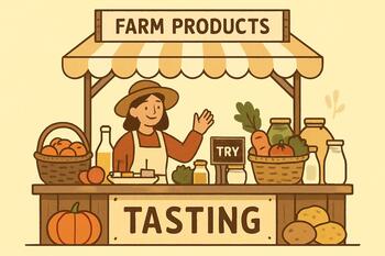 Pop-up tasting counter at the town market