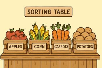 Sorting table with labeled crates