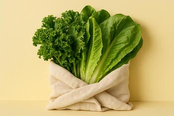 Leafy greens wrapped in cotton towel