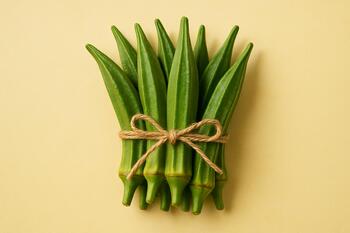 Monsoon: fresh okra pods bunched with twine