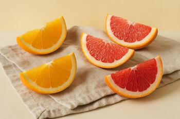 Winter: citrus wedges on linen