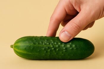 Thumb press on cucumber