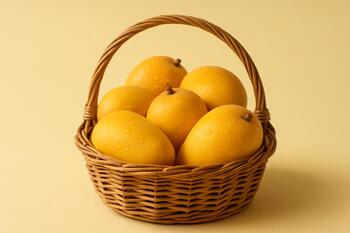 Morning basket of Alphonso mangoes with dew