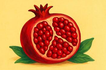 Pomegranate halves with ruby arils