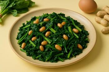 Leafy greens tossed with roasted peanut