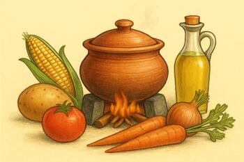 Clay pot on low flame