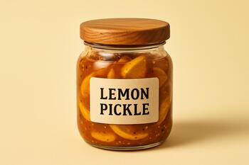 Jar of lemon pickle with wooden lid