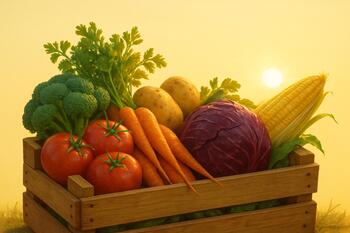 Harvest: crate filled at sunrise