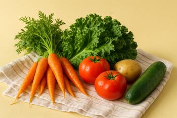 Greens resting on cotton towel