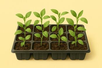 Seedling tray with labeled rows