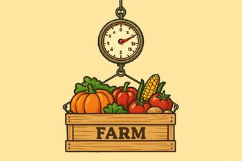 Hanging scale with labeled crate