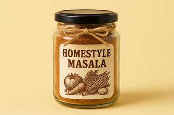 Homestyle masala blend in a glass jar