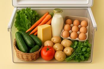 Vegetables in crisper drawer with vent set to low