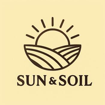 Sun & Soil logotype: sun over ploughed soil