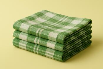 Stack of cotton towels used for greens